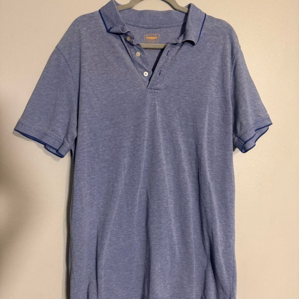 The Foundry Supply Co. Blue heathered polo shirt heavy duty in a 2XL
